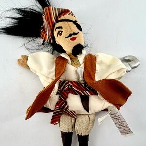 Folkmanis Pirate Puppet with Knife, Hand Hook, Cape, Eye Patch, & Necklace
